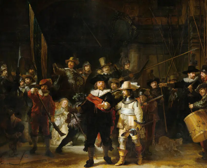 Night Watch, Militia Company of District II under the Command of Captain Frans Banninck Cocq (1642) by Rembrandt van Rijn